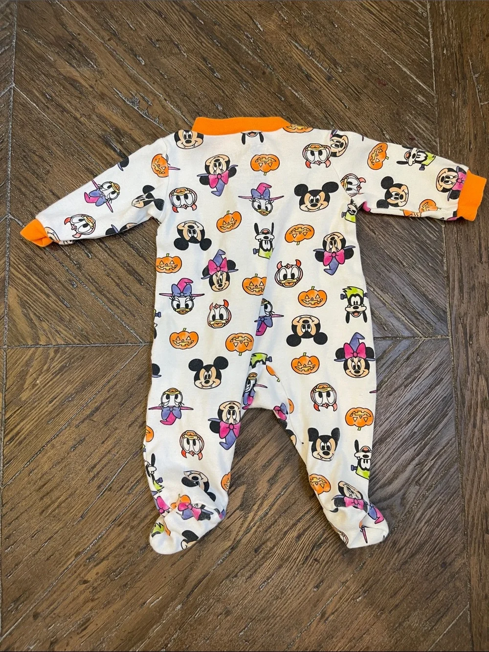 Disney White Halloween Mickey & Friends Footed One-Piece Sleeper 0-3M